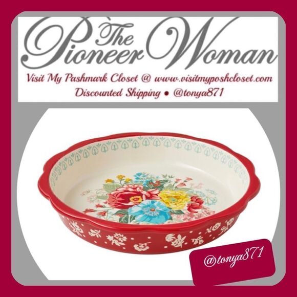 2023 🦋 New Pioneer Woman Fancy Flourish 10-Inch Stoneware Pie - Picture 3 of 10